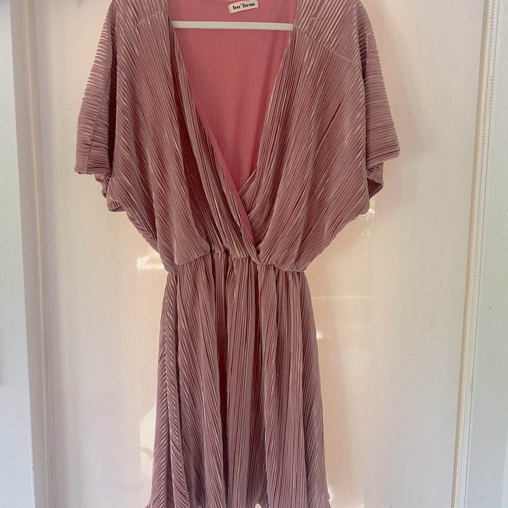 Dusty Rose dress with beautiful pleated fabric